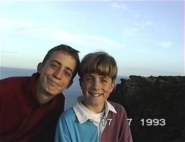 Peter Furneaux and Chris Platt at Sharp Tor, on the coast path from Salcombe youth hostel to Starehole Bay